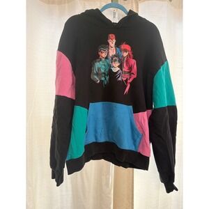 Dumbgood YuYu Hakusho Colorblock Hoodie Mens Black Pink Teal Anime Sweatshirt
